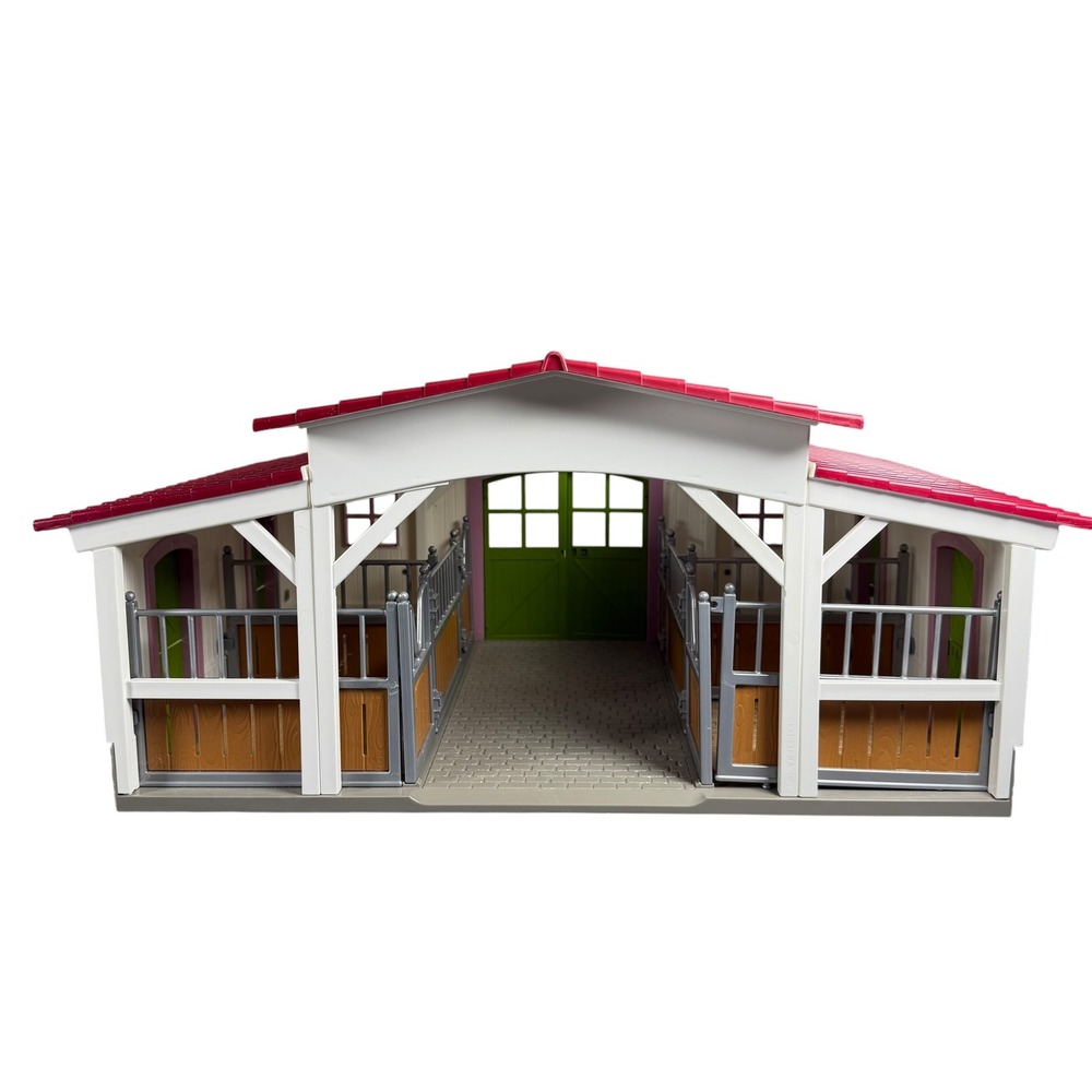 Schleich Horse Club Stable Playset Red Roof White Barn with Stalls 42103